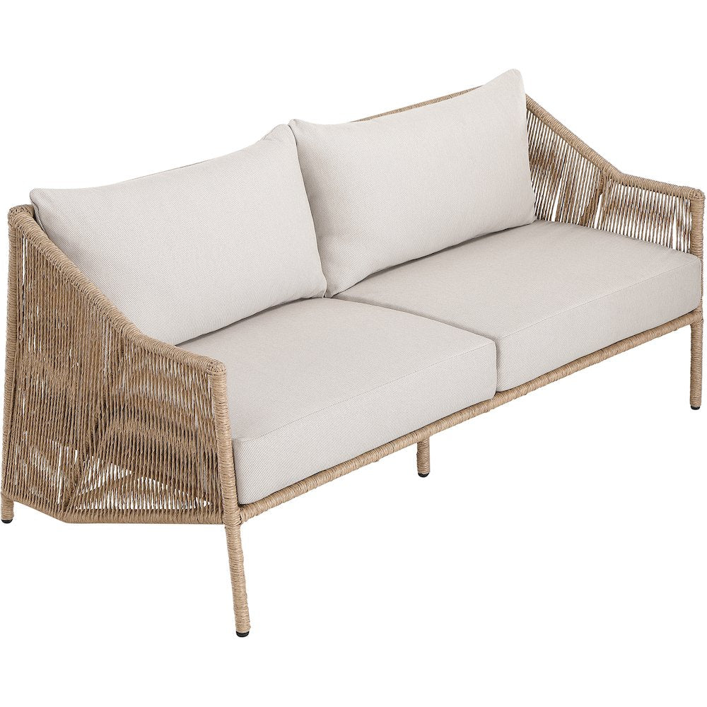 Coastline 70" Beige Olefin Water Resistant Fabric Wicker Outdoor Patio Loveseat