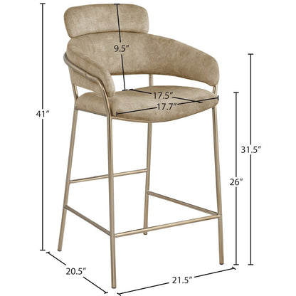 Yara Beige Velvet Counter Stool