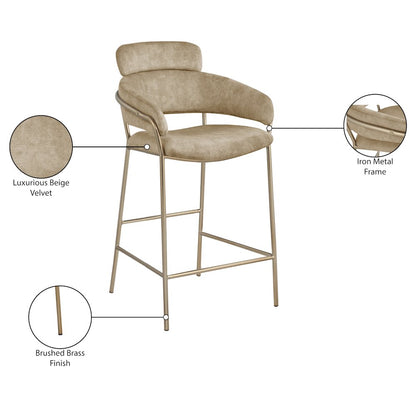 Yara Beige Velvet Counter Stool
