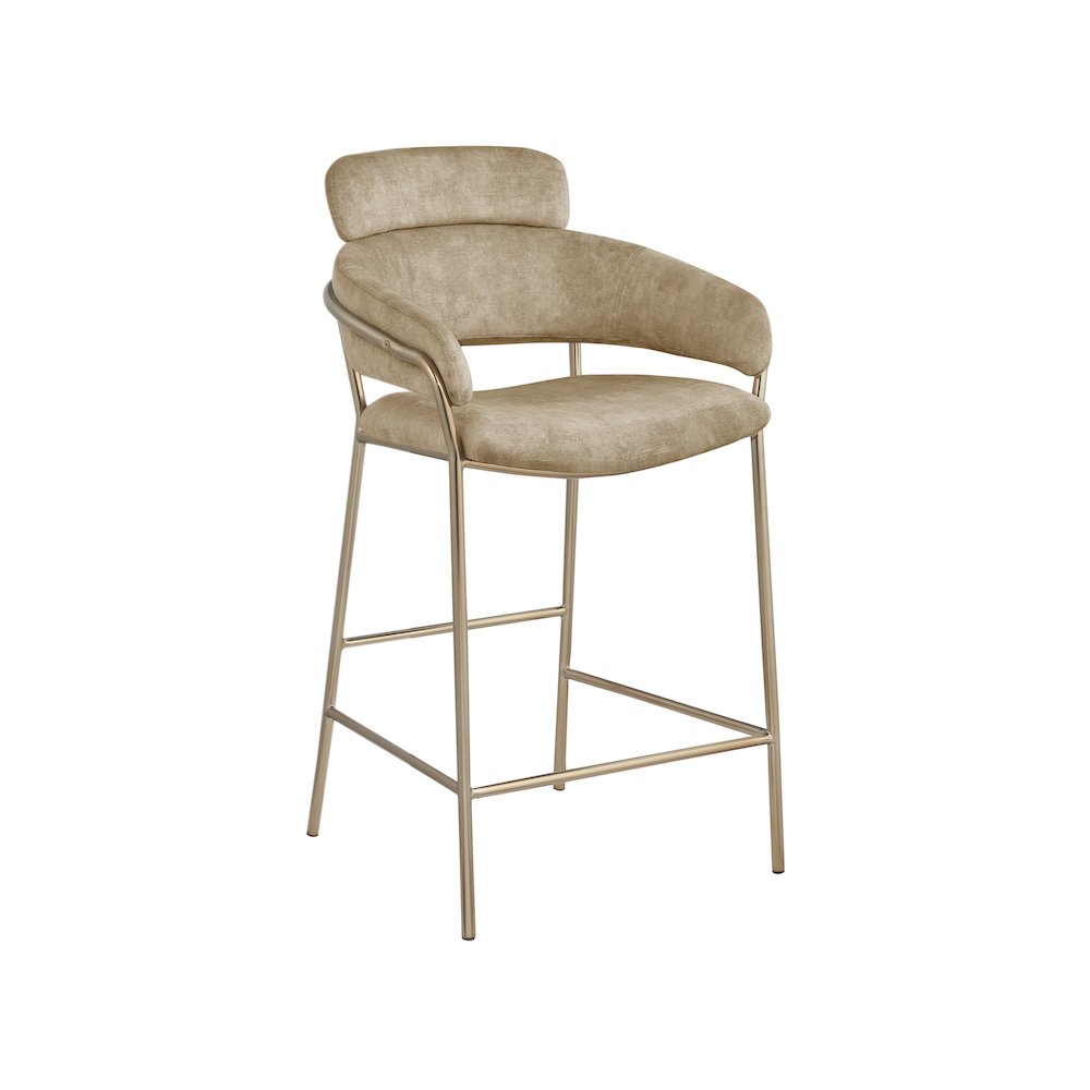 Yara Beige Velvet Counter Stool