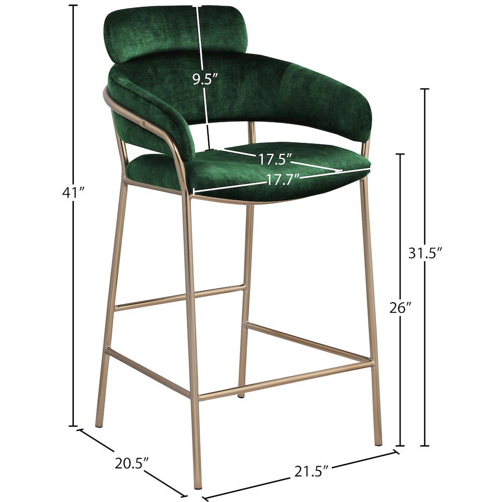 Yara Green Velvet Counter Stool