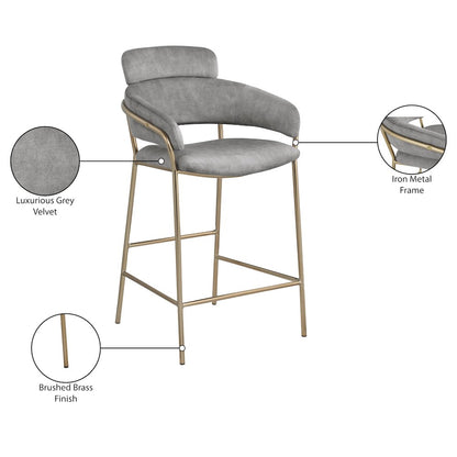 Yara Grey Velvet Counter Stool