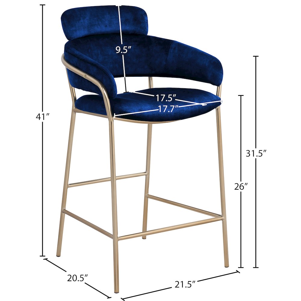 Yara Navy Velvet Counter Stool