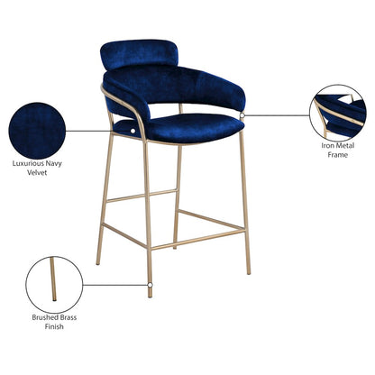 Yara Navy Velvet Counter Stool