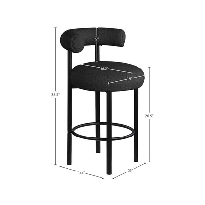 Bordeaux Black Boucle Fabric Stool, Set of 2