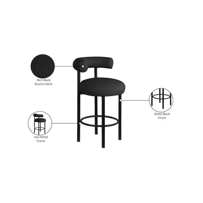 Bordeaux Black Boucle Fabric Stool, Set of 2