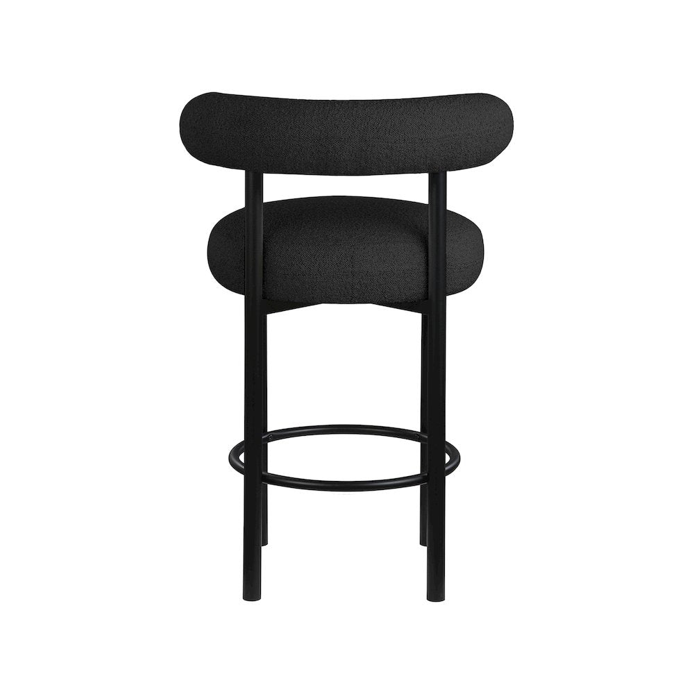 Bordeaux Black Boucle Fabric Stool, Set of 2