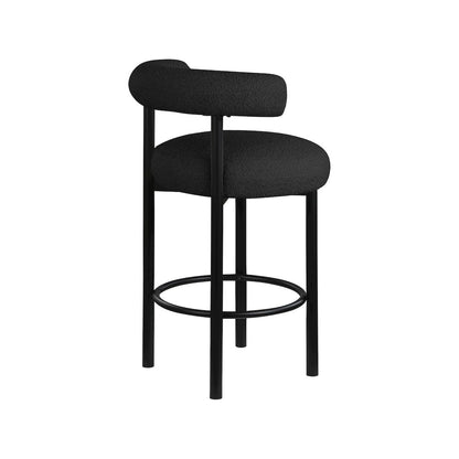 Bordeaux Black Boucle Fabric Stool, Set of 2