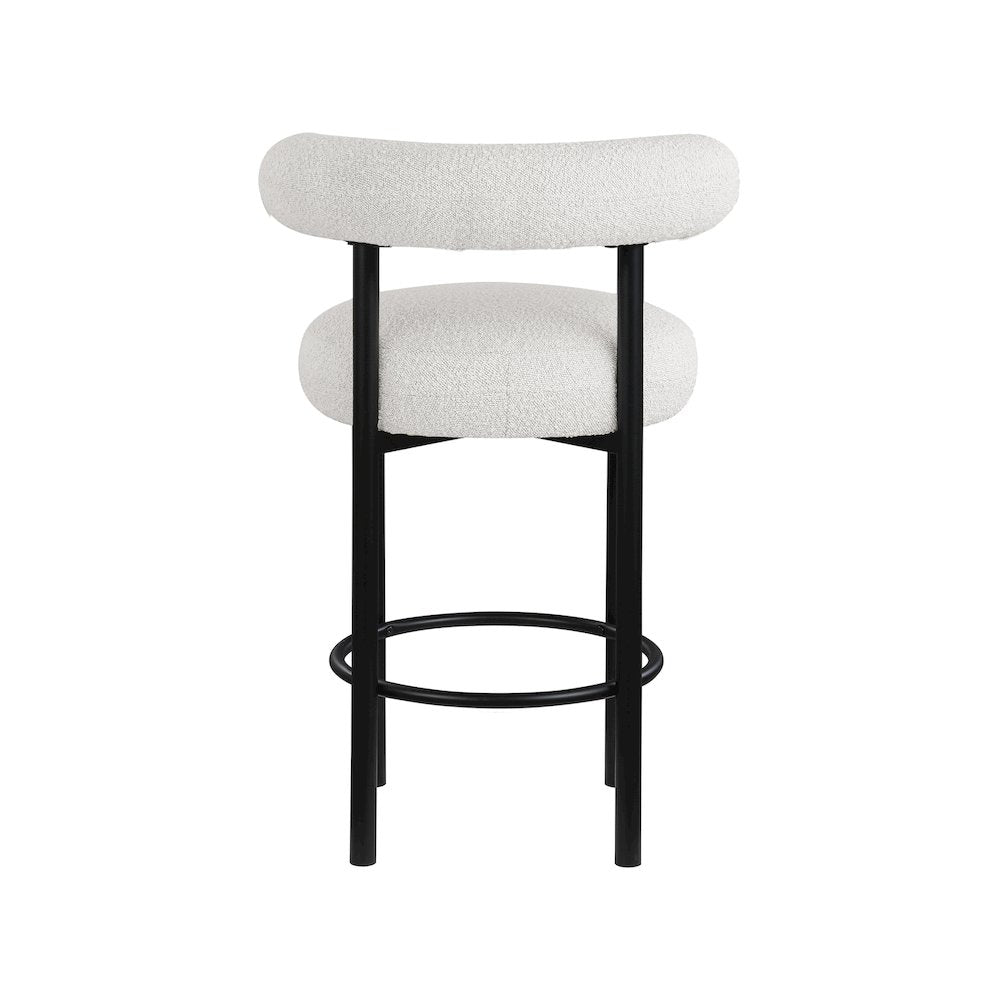 Bordeaux Cream Boucle Fabric Stool, Set of 2
