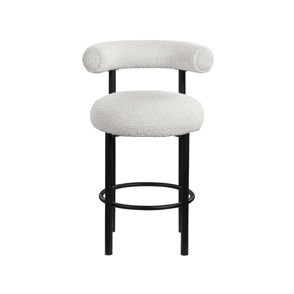Bordeaux Cream Boucle Fabric Stool, Set of 2