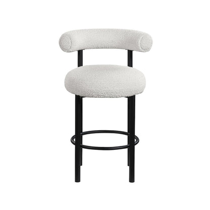 Bordeaux Cream Boucle Fabric Stool, Set of 2
