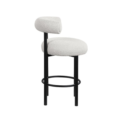 Bordeaux Cream Boucle Fabric Stool, Set of 2