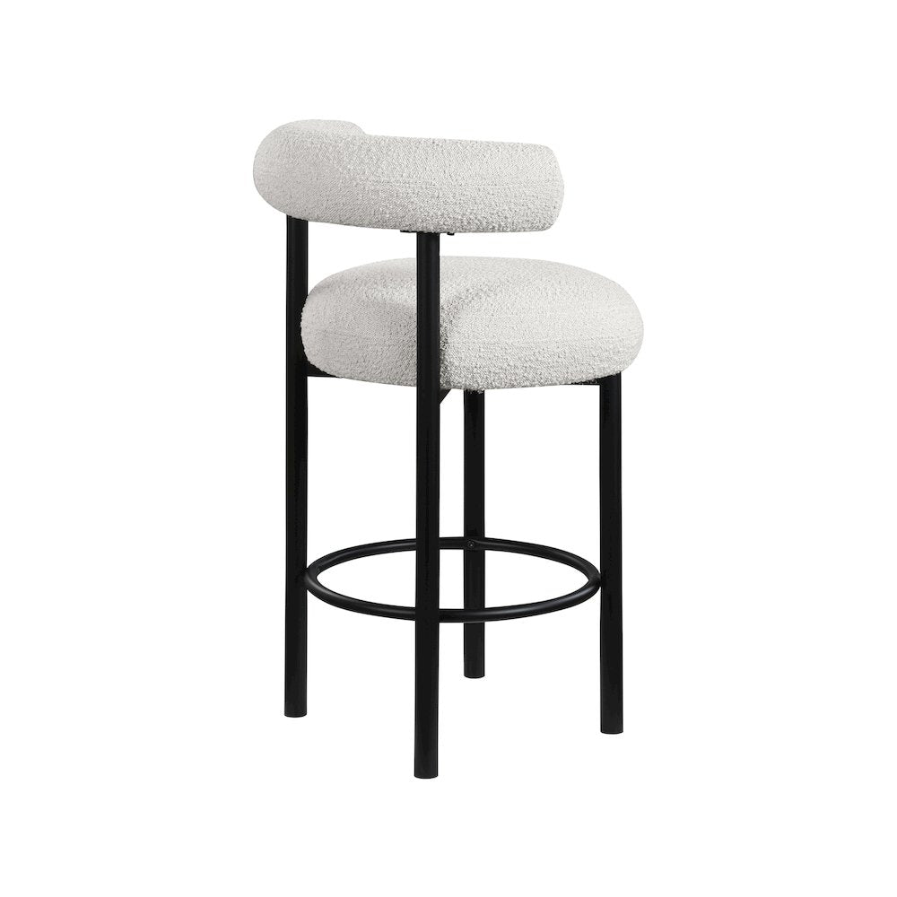 Bordeaux Cream Boucle Fabric Stool, Set of 2