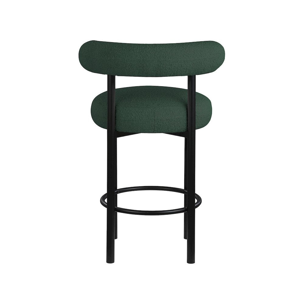 Bordeaux Green Boucle Fabric Stool, Set of 2
