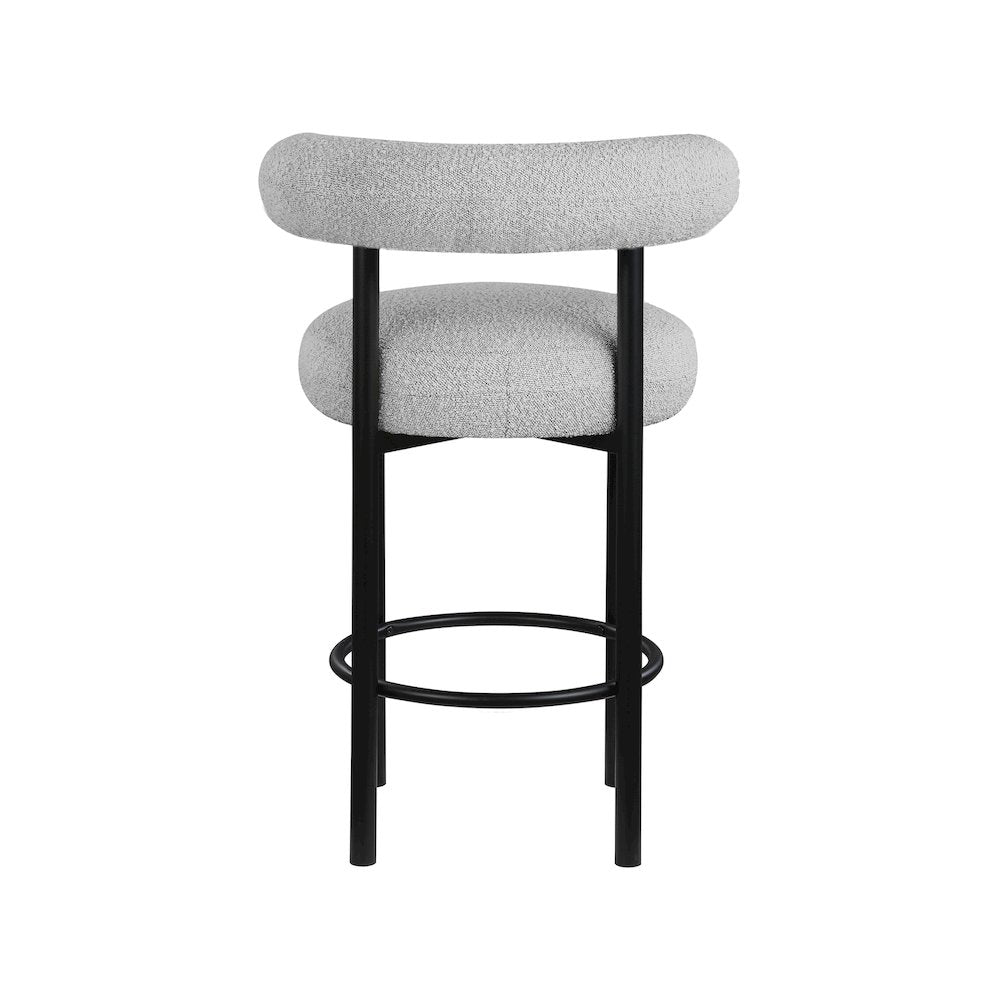 Bordeaux Grey Boucle Fabric Stool, Set of 2