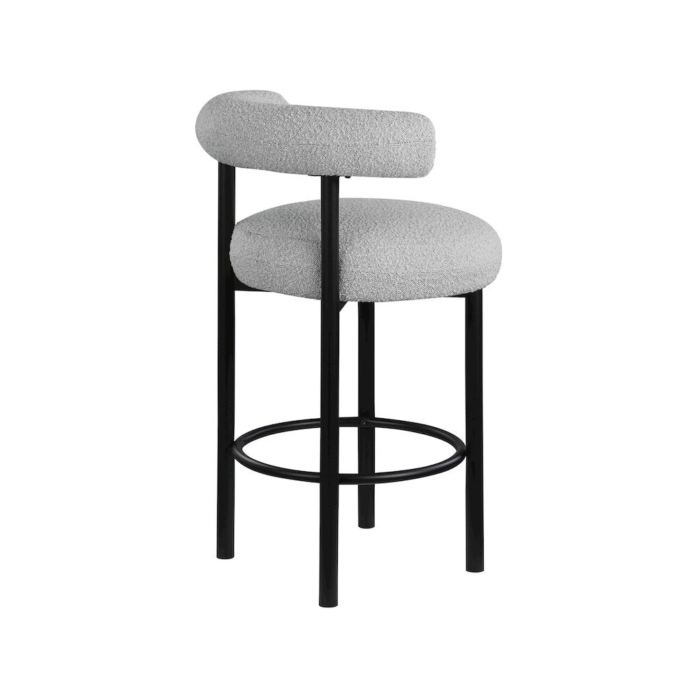 Bordeaux Grey Boucle Fabric Stool, Set of 2