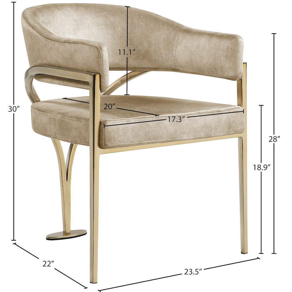 Madelyn Beige Velvet Dining Chair, Set of 2
