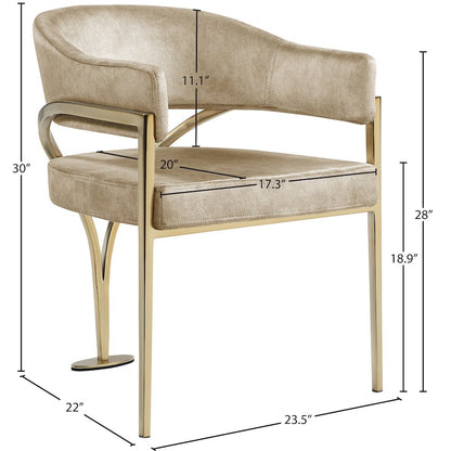 Madelyn Beige Velvet Dining Chair, Set of 2