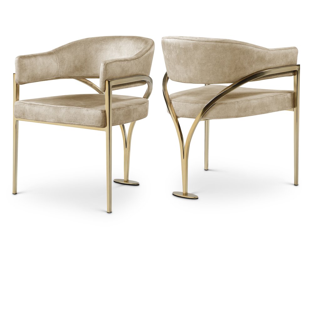 Madelyn Beige Velvet Dining Chair, Set of 2