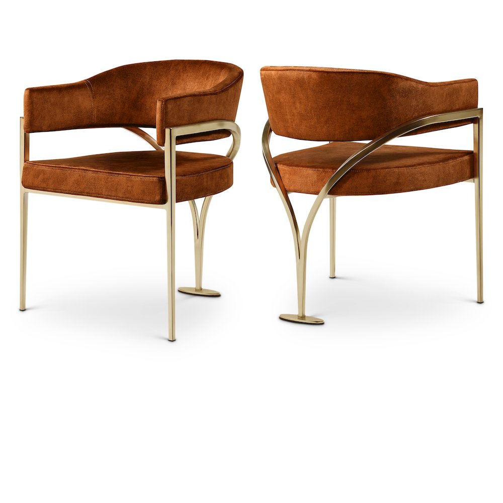 Madelyn Cognac Velvet Dining Chair, Set of 2