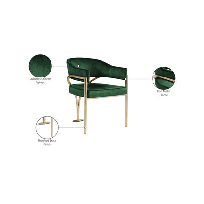 Madelyn Green Velvet Dining Chair, Set of 2