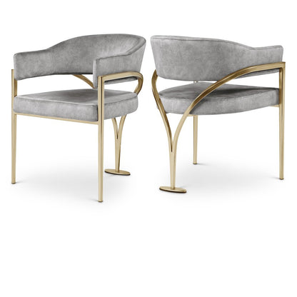 Madelyn Grey Velvet Dining Chair, Set of 2