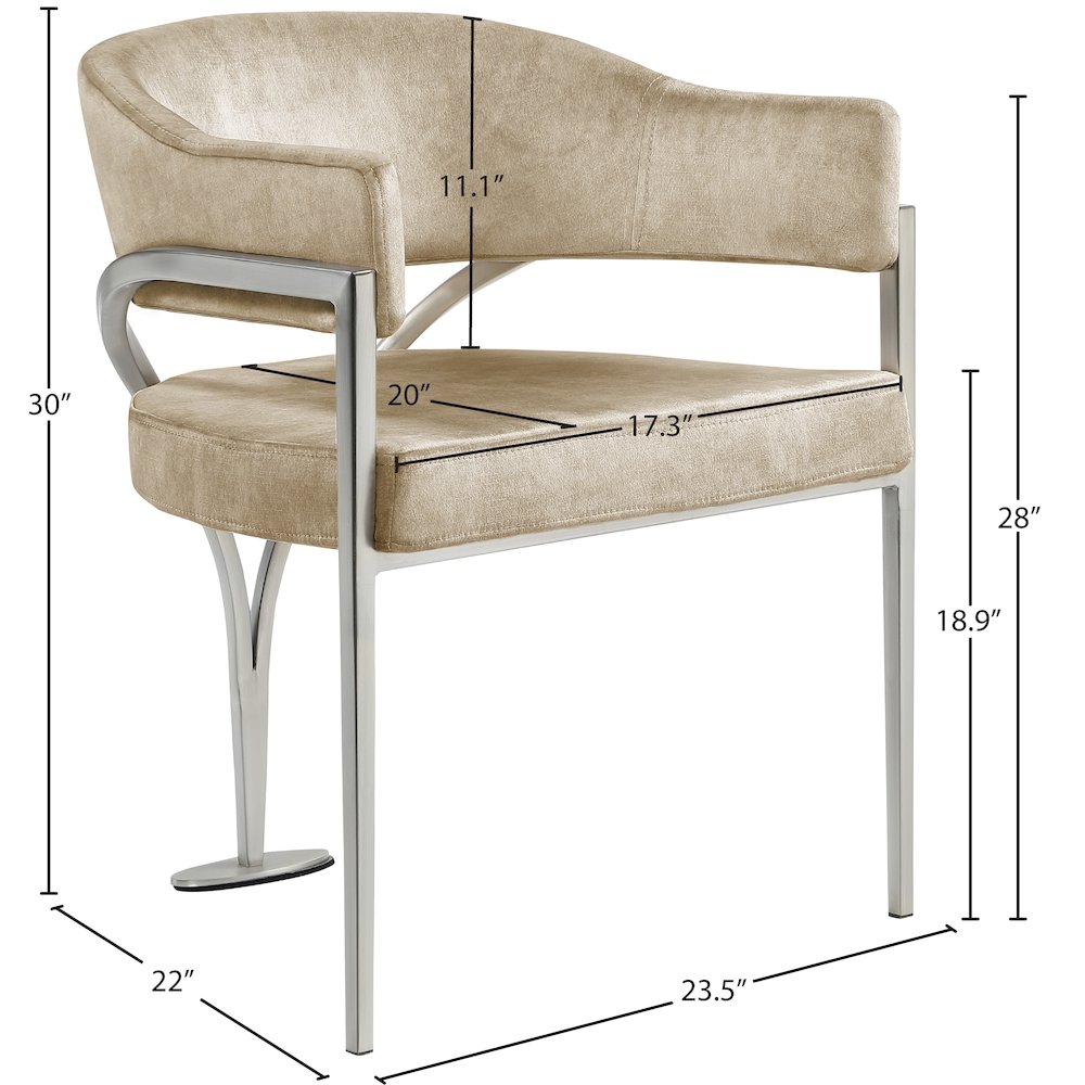 Madelyn Beige Velvet Dining Chair, Set of 2