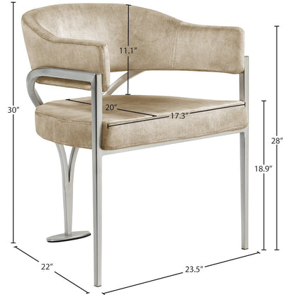 Madelyn Beige Velvet Dining Chair, Set of 2
