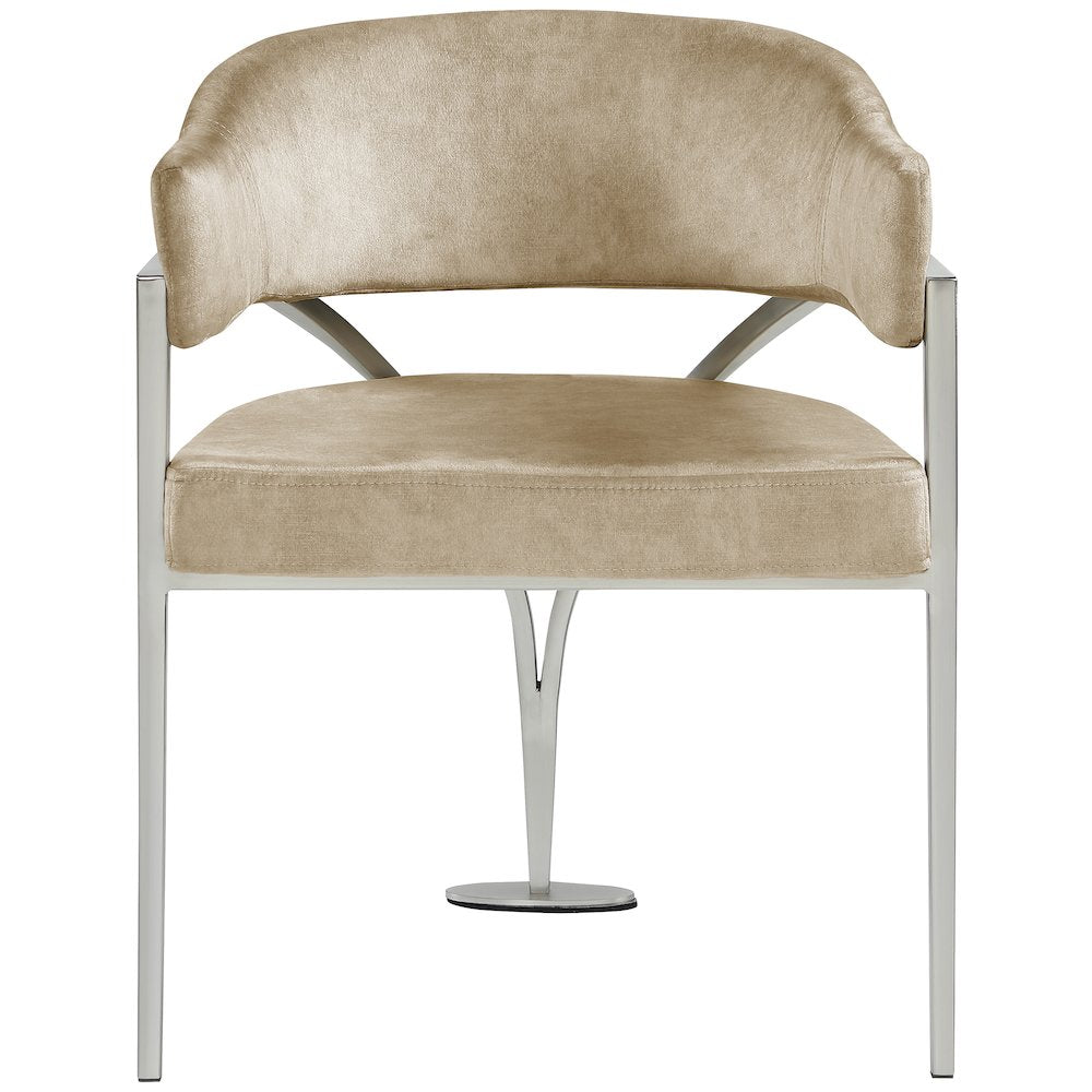 Madelyn Beige Velvet Dining Chair, Set of 2