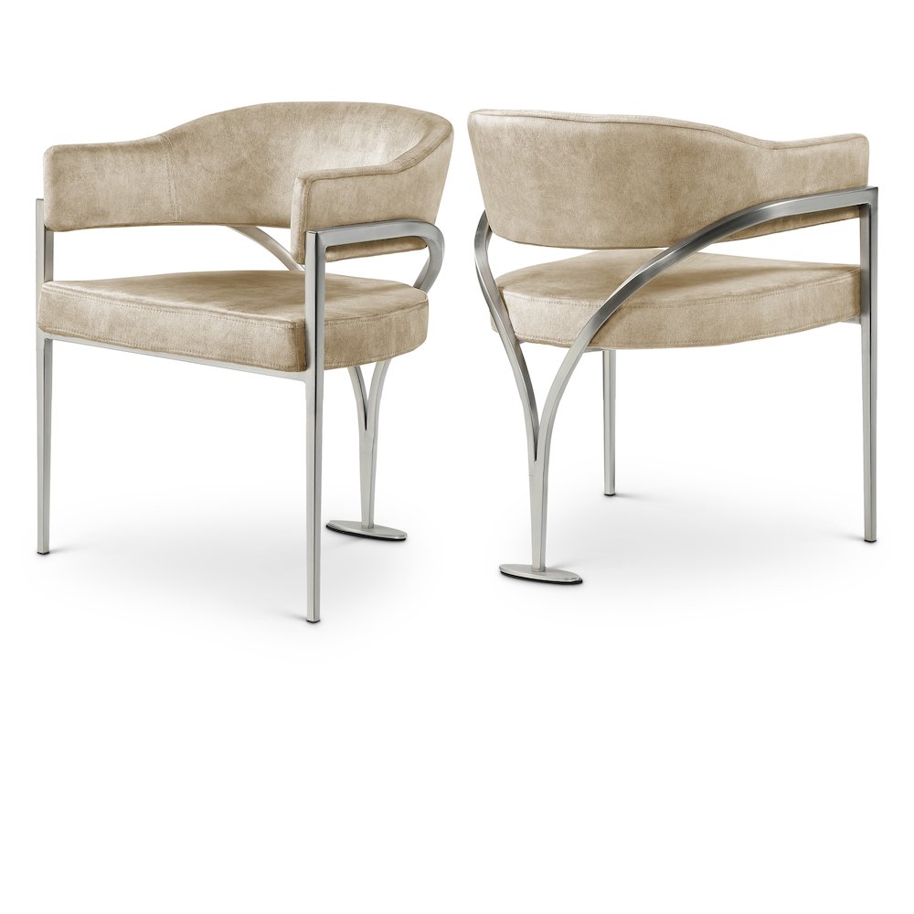 Madelyn Beige Velvet Dining Chair, Set of 2