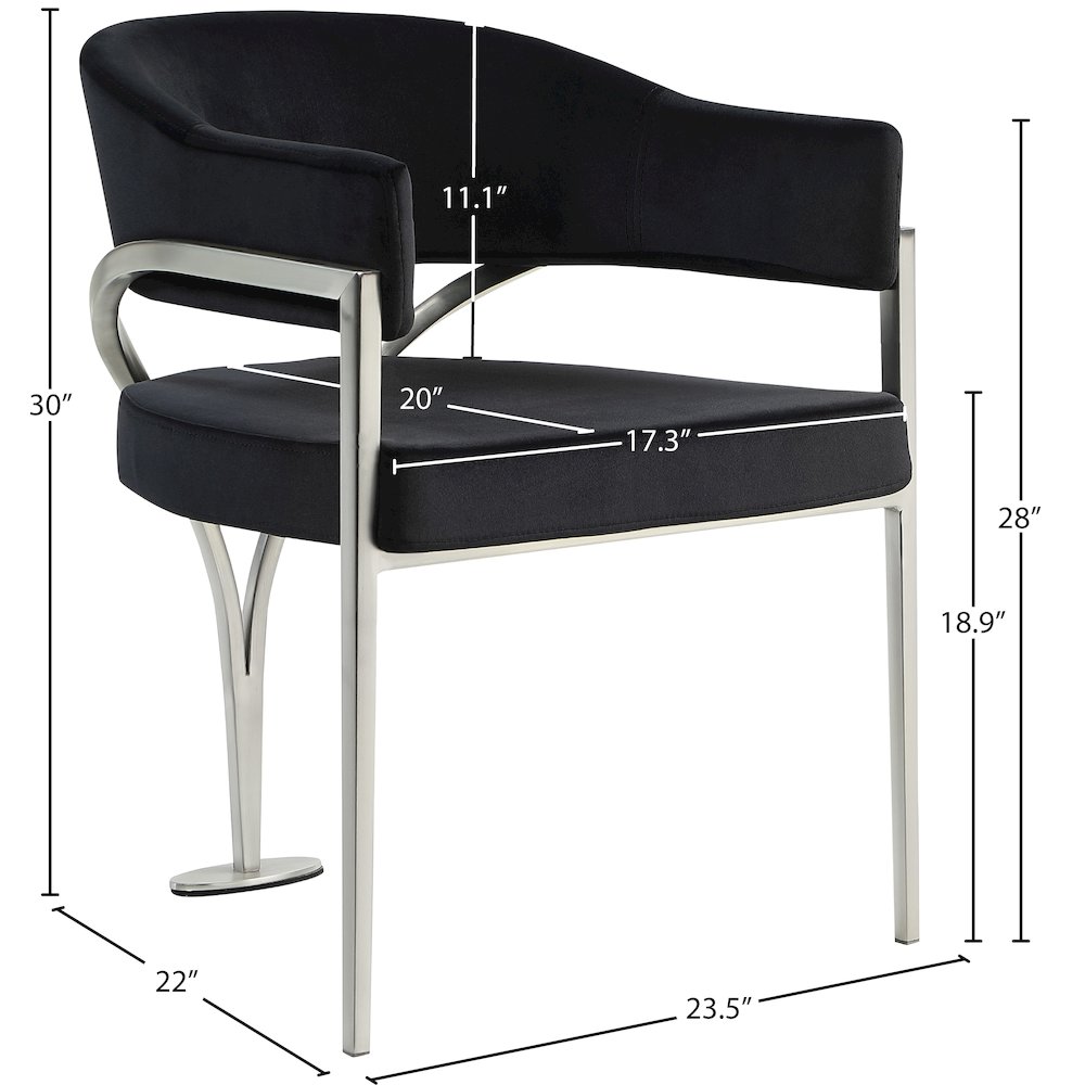 Madelyn Black Velvet Dining Chair, Set of 2
