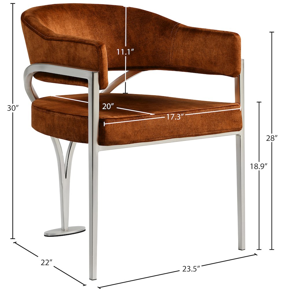 Madelyn Cognac Velvet Dining Chair, Set of 2