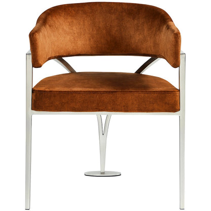 Madelyn Cognac Velvet Dining Chair, Set of 2