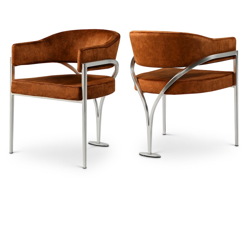 Madelyn Cognac Velvet Dining Chair, Set of 2