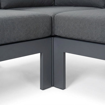 Gray Fabric Outdoor Patio Modular Sectional With Contemporary Style
