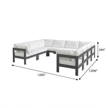 White Fabric Outdoor Sectional With Contemporary Style And Cushioned Seating