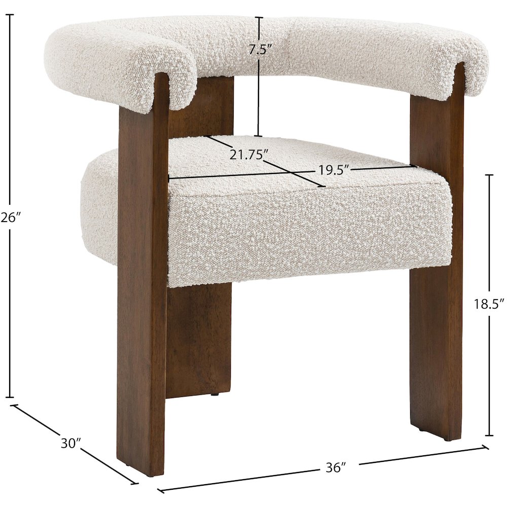 Barrel Cream Boucle Fabric Dining Chair