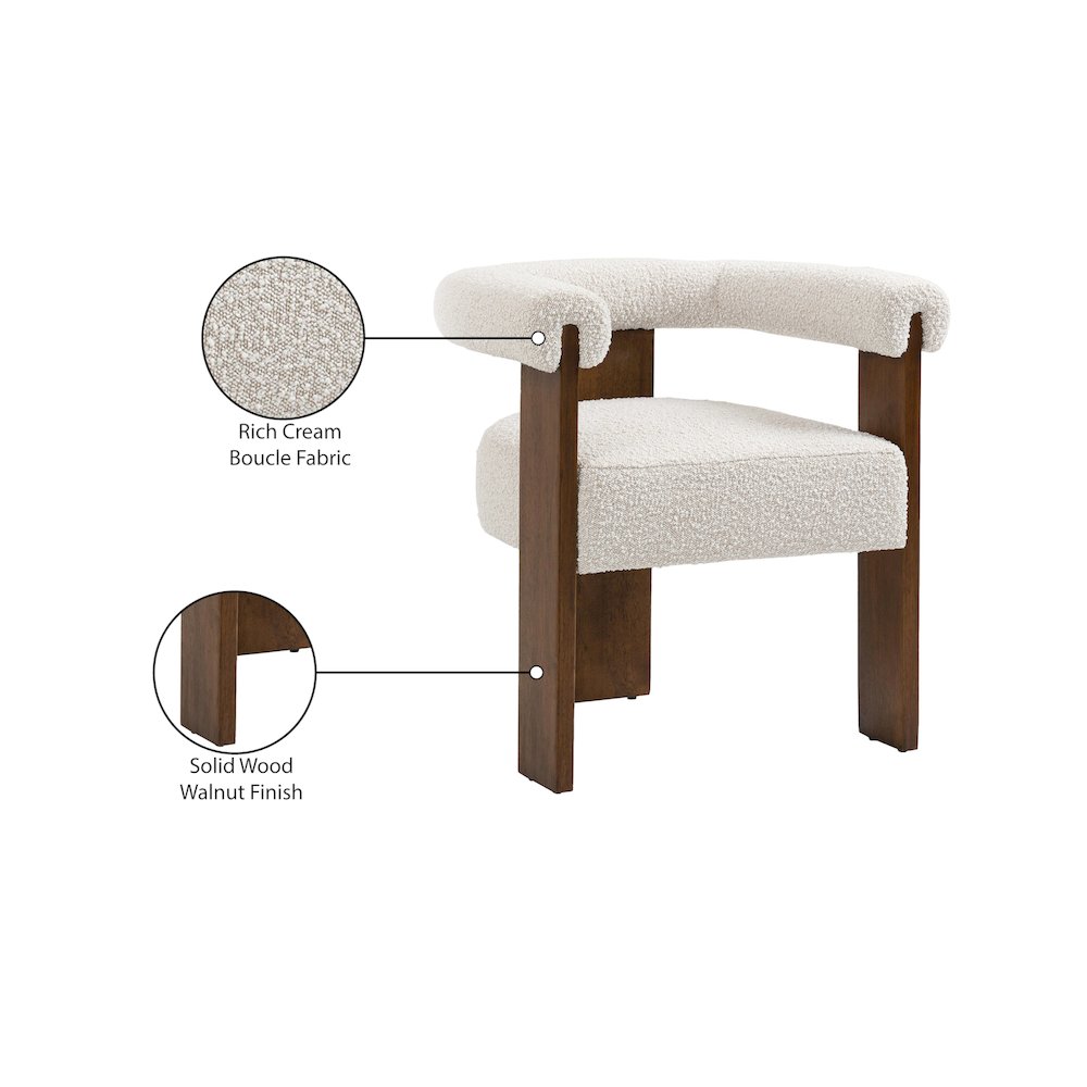 Barrel Cream Boucle Fabric Dining Chair