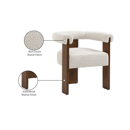 Barrel Cream Boucle Fabric Dining Chair