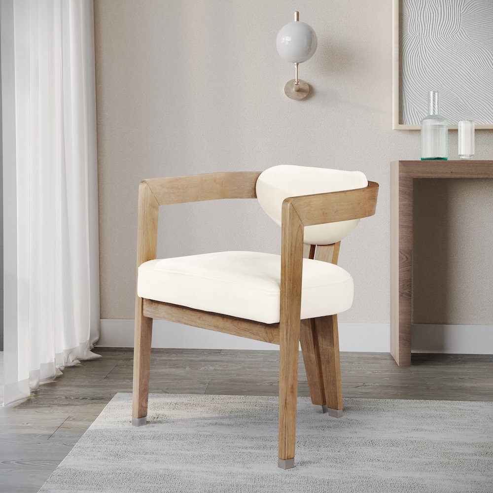 Carlyle Cream Vegan Leather Dining Chair