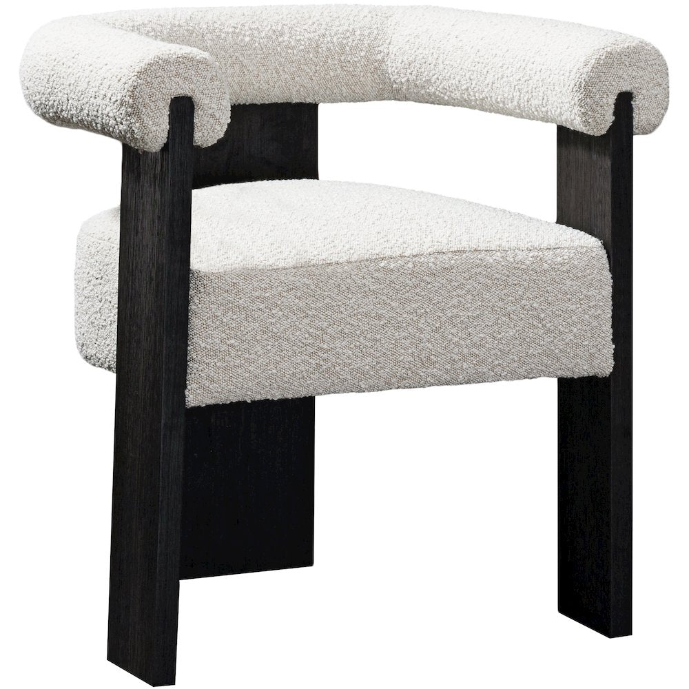 Barrel Cream Boucle Fabric Dining Chair