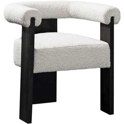Barrel Cream Boucle Fabric Dining Chair