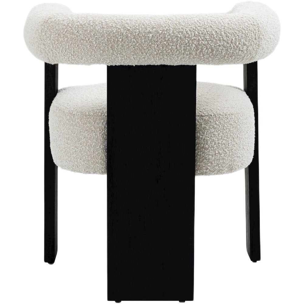 Barrel Cream Boucle Fabric Dining Chair