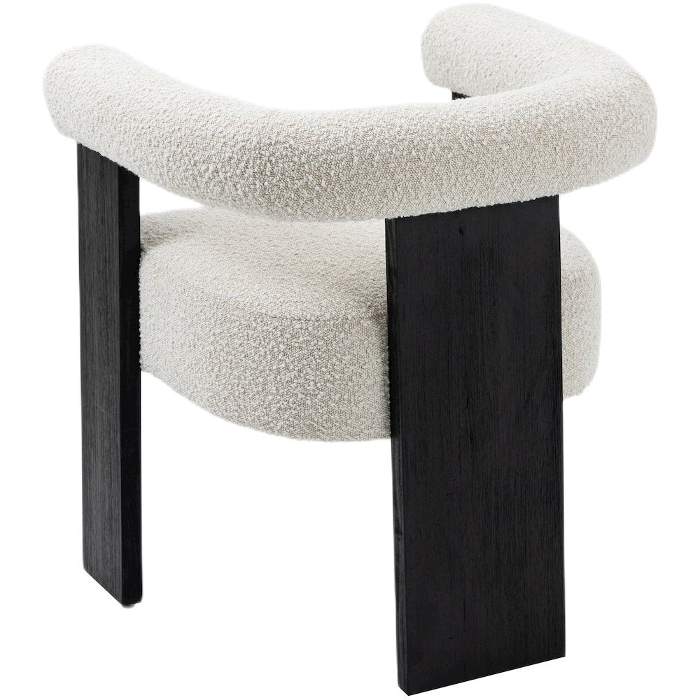 Barrel Cream Boucle Fabric Dining Chair