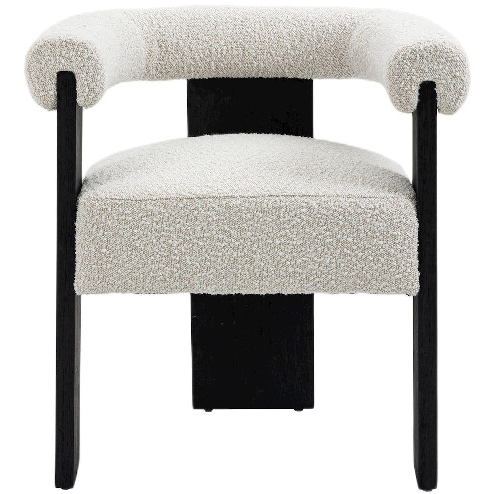 Barrel Cream Boucle Fabric Dining Chair