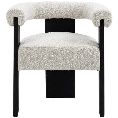 Barrel Cream Boucle Fabric Dining Chair