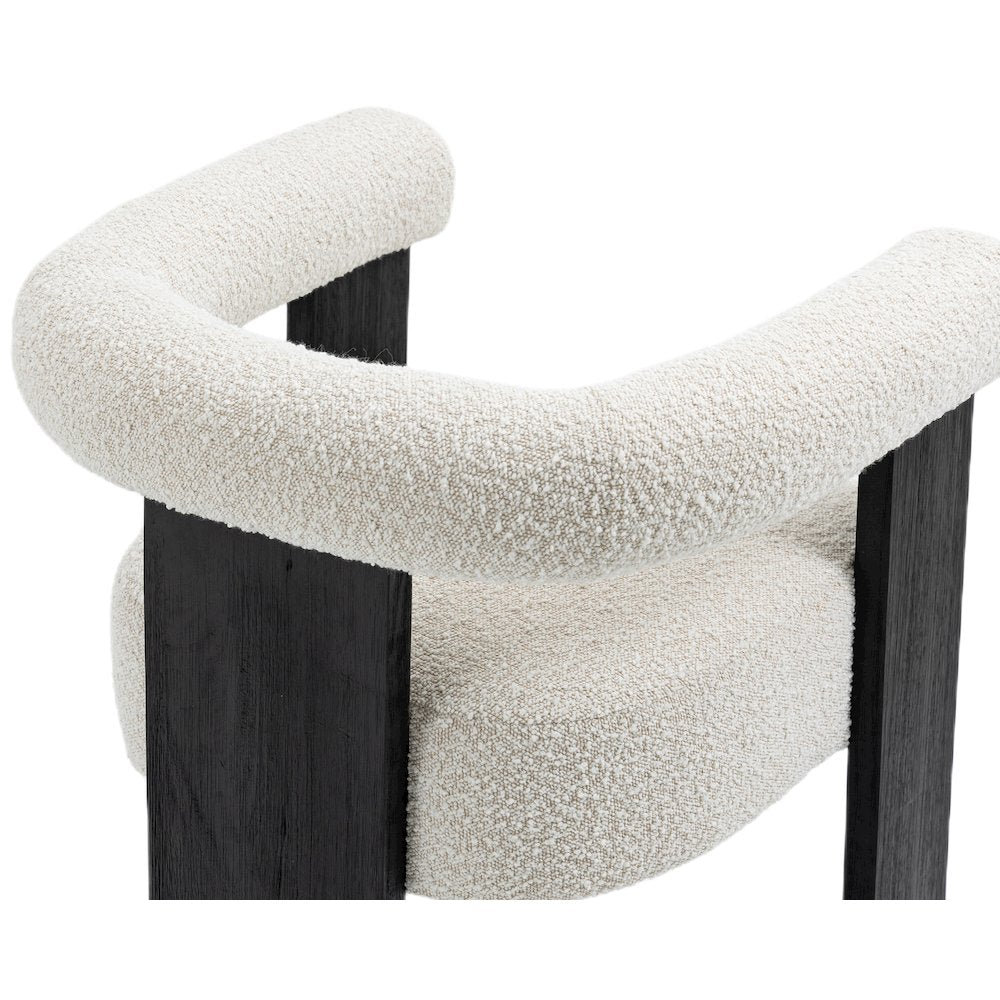 Barrel Cream Boucle Fabric Dining Chair