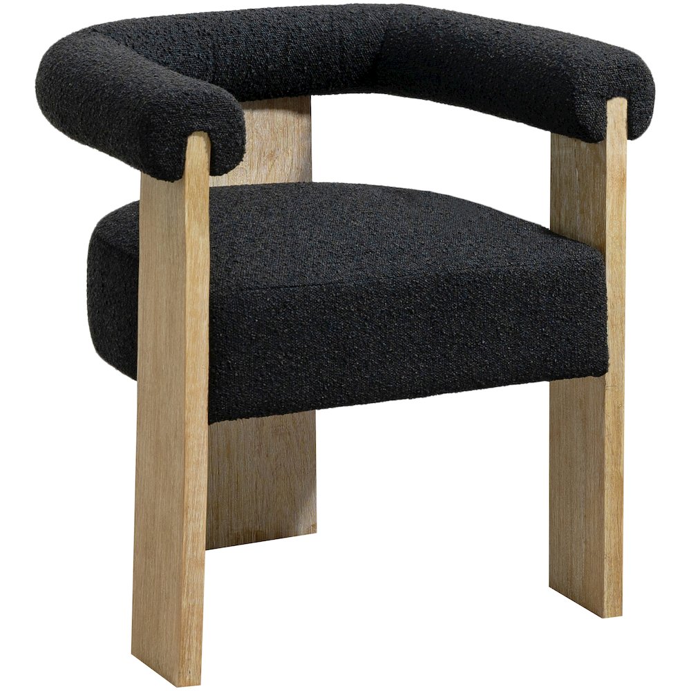 Barrel Black Boucle Fabric Dining Chair