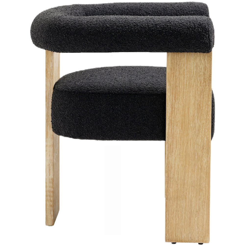 Barrel Black Boucle Fabric Dining Chair