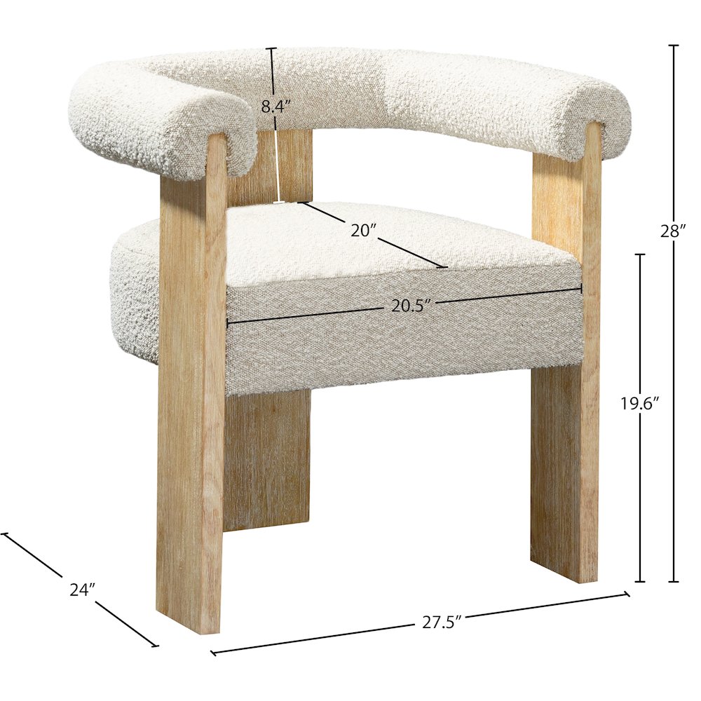 Barrel Cream Boucle Fabric Dining Chair